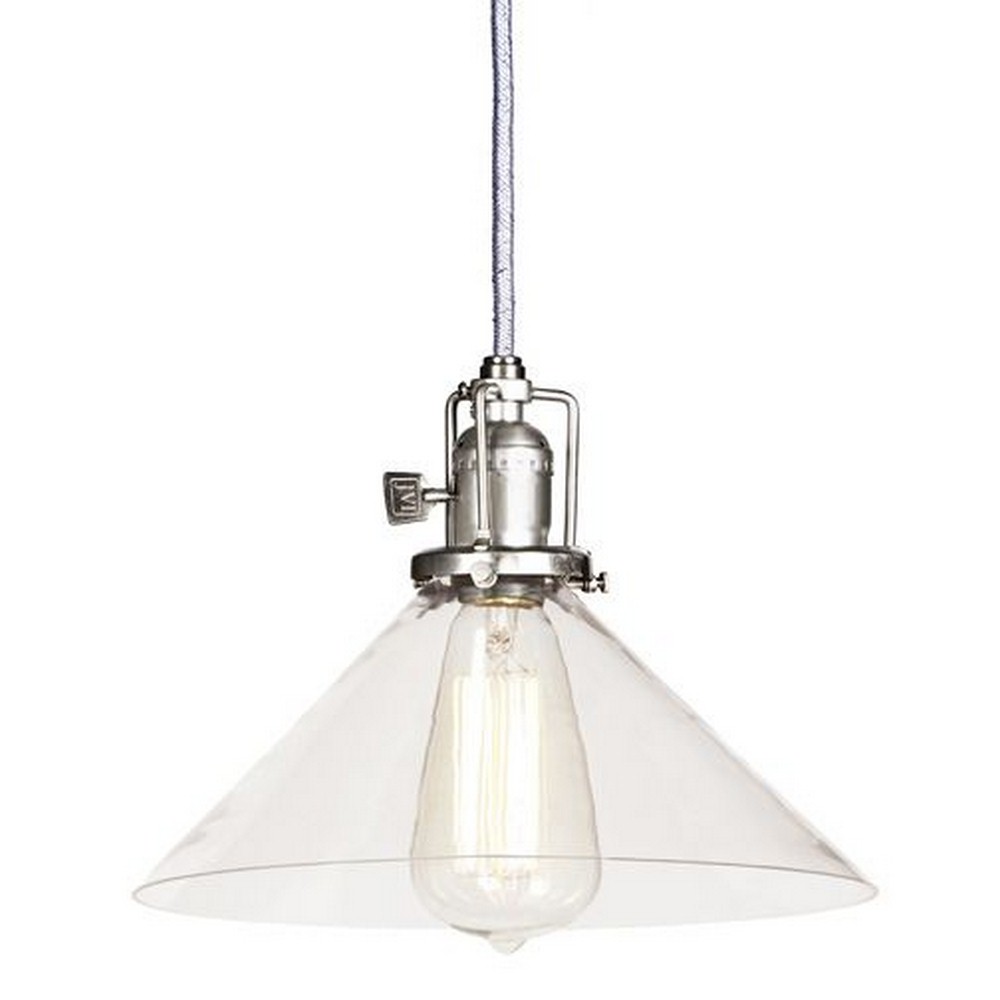 JVI Designs-1200-17 S2-Union - One Light Square Pendant Pewter Finish Clear Glass 10 Wide, Mouth Blown Glass Shade